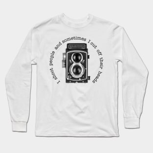 Retro Camera - Shoot Joke - Black Text Long Sleeve T-Shirt